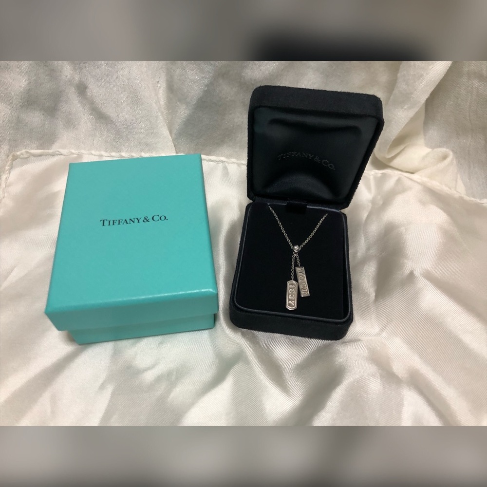 Tiffany White Gold 1837 W/ Diamond 16” Necklace